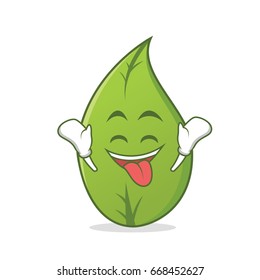 Ecstatic leaf character cartoon art vector illustration