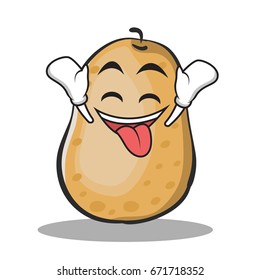 Ecstatic potato character cartoon style