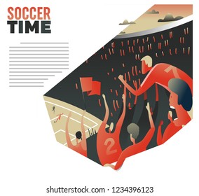 Ecstatic Soccer fans in a stadium chanting together