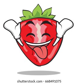Ecstatic strawberry cartoon character vector art illustration