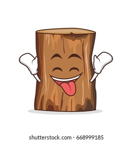 Ecstatic tree trunk character cartoon vector illustration