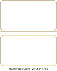 Rechteck vintage gold Rahmen für Web-Präsentation, horizontale Grenze im orientalischen Stil, png mit transparentem Hintergrund.