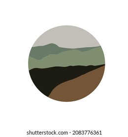 Ectangular abstract landscapes. Sun, mountains