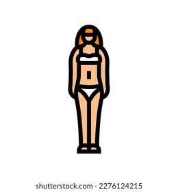 vector de color de tipo de cuerpo femenino ectomorfo. signo de tipo de cuerpo femenino ectomorfo. ilustración de símbolo aislado