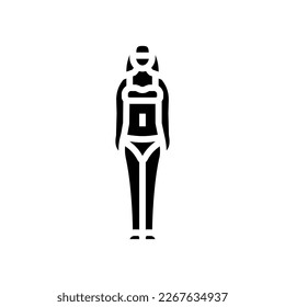 vector de icono de glifo tipo de cuerpo hembra ectomorfo. signo de tipo de cuerpo femenino ectomorfo. ilustración de símbolo aislado