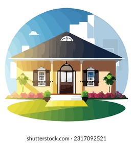 ector Art Design Showcasing a Peaceful House and Lot in Rural Setting
