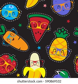 ector cartoon fruits in glasses patch set