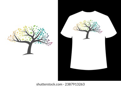 Diseño de diseño plano de la familia de diseño de árbol de diseño de camiseta blanco