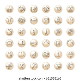 ector graphic set of icons in flat, contour, thin, minimal and linear design. Las Vegas. Slot machine, casino, poker. Gambling.Simple isolated icons.Concept for Web site app.Sign,symbol,element.