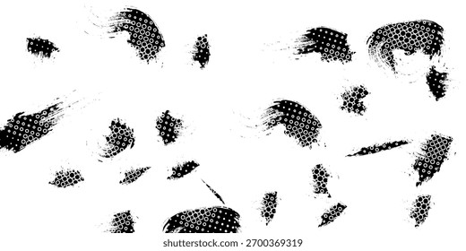 Textura vectorial grunge. Grunge textura en blanco y negro de pinceladas negras sobre papel blanco o fondo.