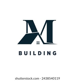 ector house logo design with letter m concept