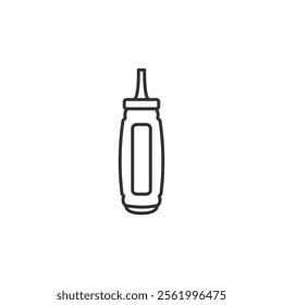 ector illustration of a classic yellow mustard bottle depicted with bold lines and a simple style on a white background.