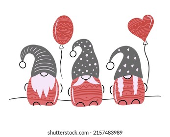 ector illustration of couple of Gnomes with hearts and love quote I Love you Gnome matter what. Happy Valentine s day poster, greeting card, print. Valentine Gnomes with hearts.