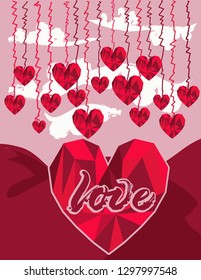 ector illustration of cute cartoon red heart, can be used for greeting cards, party invitations, posters, prints and books for Valentine's day - Vector