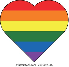 ector illustration of a rainbow heart. Pride badge. LGBT lesbian gay bisexual transgender concept isolated on white and png background