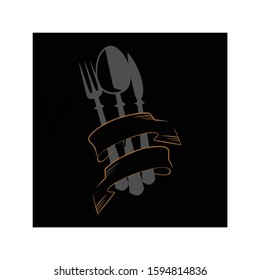ector illustration sign with a spoon, fork, and knife.