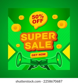 ector illustration super sale banner template design, Big sales special offer. end of season party background