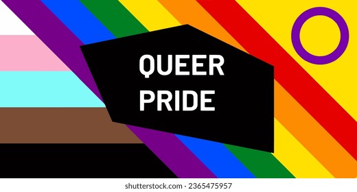 ector image combining the trans, black, pride and intersex flag with the text 'QUEER PRIDE'