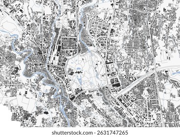 ector map illustrating Bogor's comprehensive highway, waterway, and building layout. Essential for city planning, environmental studies, and development initiatives in this Indonesian city.