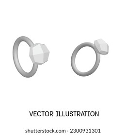 conector realista par de anillos de boda plateados
