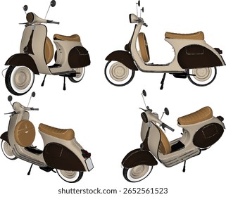 Projeto de ilustração de esboço do antigo clássico vintage retro estilo raro item motocicleta