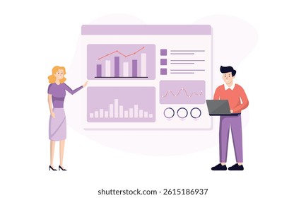 ector web site gradient design template. Data analytics, dashboard and business finance report. Landing page concepts for website and mobile development. Modern flat illustration