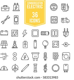 ectricity icon set illustration design, line colour Eps10ba
