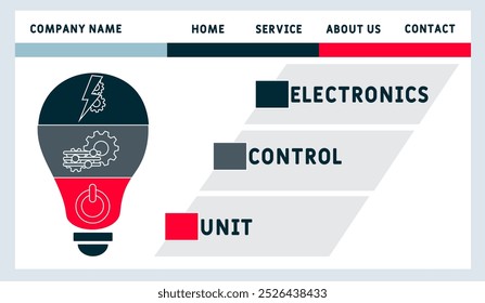ECU - electronics control unit acronym. business concept background. vector illustration concept with keywords and icons. lettering illustration with icons for web banner, flyer, landing