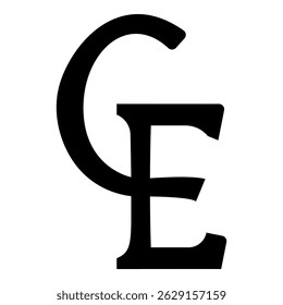 ECU European Currency Unit symbol euro-currency sign euro currency icon black color vector illustration image flat style simple