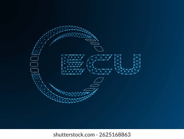 Diseño de Vector de logotipo de letra poli baja ECU. Diseño de logotipo de poli inferior de ECU. Logotipo de poliéster bajo.