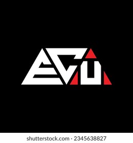 ECU triangle letter logo design with triangle shape. ECU triangle logo design monogram. ECU triangle vector logo template with red color. ECU triangular logo Simple, Elegant, and Luxurious design.