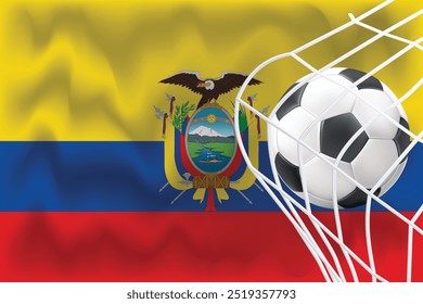 Ecuador 3D waving flag with Football and net, editable vector file for social media