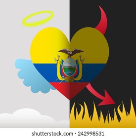 Ecuador background of a heart half demon half angel