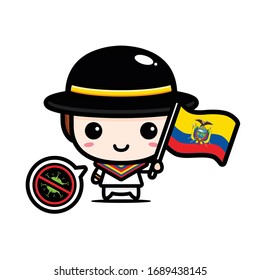 	
Ecuador boy with flag against virus