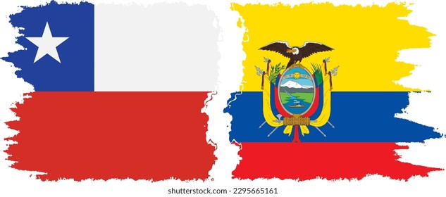 Ecuador and Chile grunge flags connection, vector