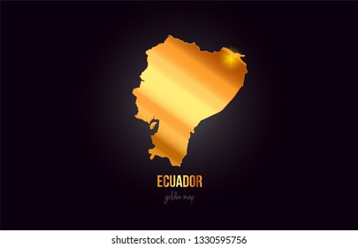 Ecuador country border map in gold golden metal color design suitable for a logo icon design