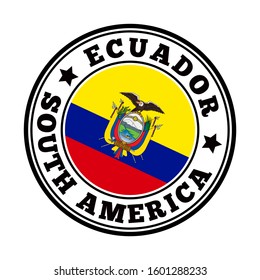 Ecuador country logo with flag, vector illustration, symbolizing South America.