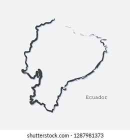 Ecuador country map line shape. Brush style. Vector illustration