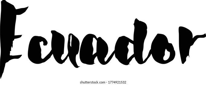 Ecuador Country Name Handwritten Text Calligraphy