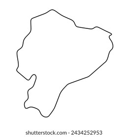 Ecuador country simplified map. Thin black outline contour. Simple vector icon