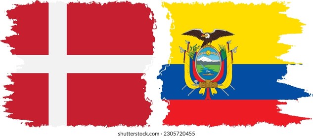 Conexión de banderas gruesas de Ecuador y Dinamarca, vector