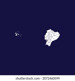 ecuador mapa blanco detallado aislado en fondo azul oscuro 