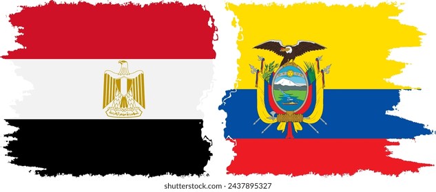 Ecuador and Egypt grunge flags connection, vector