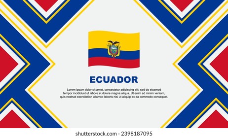 Plantilla de diseño de fondo de resumen de bandera de Ecuador. Ilustración vectorial del Día de la Independencia de Ecuador. Vector de Ecuador