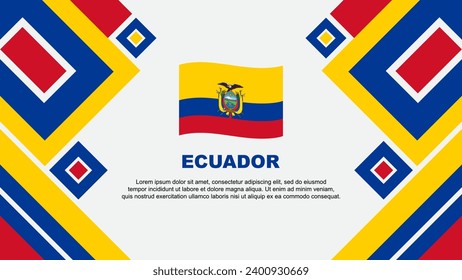 Plantilla de diseño de fondo de resumen de bandera de Ecuador. Ilustración vectorial del Día de la Independencia de Ecuador. Caricatura de Ecuador