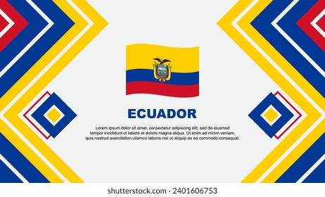 Plantilla de diseño de fondo de resumen de bandera de Ecuador. Ilustración vectorial del Día de la Independencia de Ecuador. Diseño de Ecuador