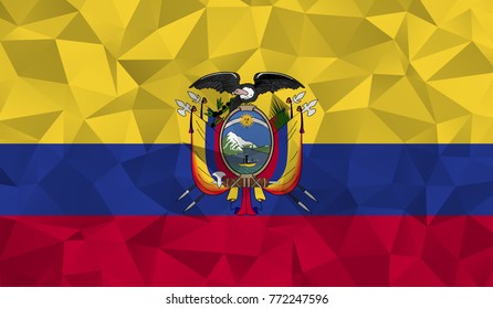 Ecuador flag. Abstract Polygon Geometric Shape Background. Vector eps10.