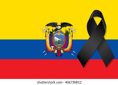 Ecuador flag with black ribbon vector