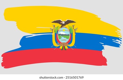 Ecuador flag brush paint texture. Grunge Ecuador flag. Ecuador emblem brush concept