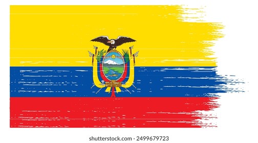 Ecuador flag brush paint textured isolated on png or transparent background. vector illustration  